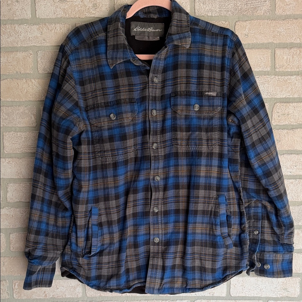 Eddie Bauer fleece lined flannel shirt size M